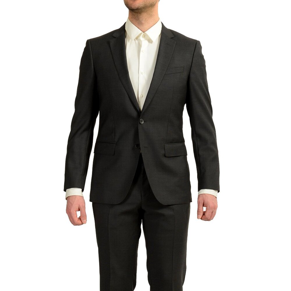 Hugo Boss Men's "Huge6/Genius5" Slim Fit Gray 100% Wool Suit US 38R IT 48R